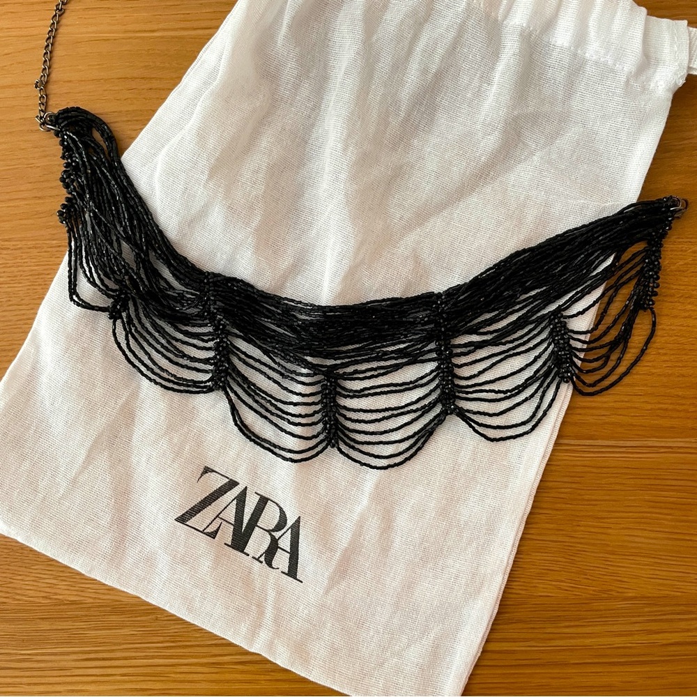 [NWOT] ZARA Beaded Choker Black Necklace